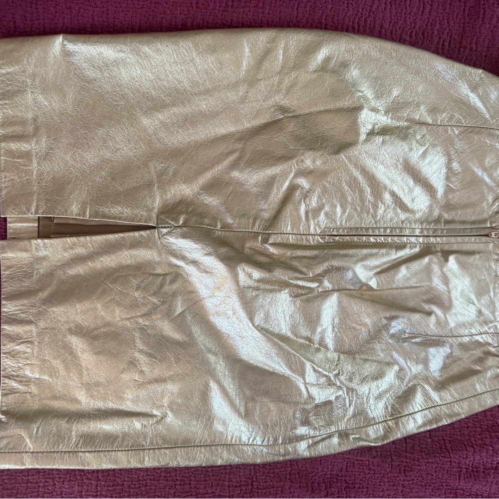 Kenar Shimmering Gold leather Pencil Skirt - Picture 2 of 4